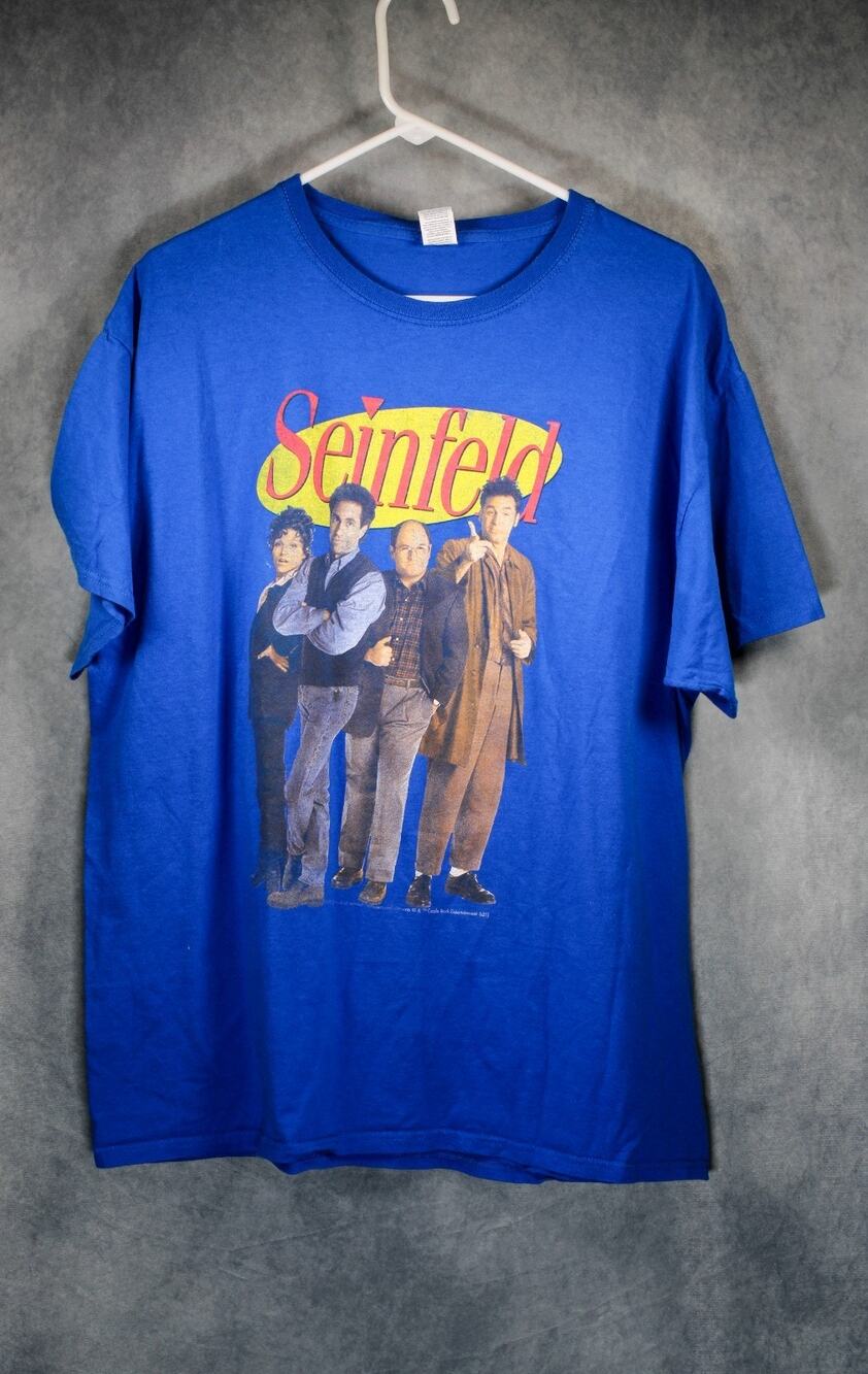Seinfeld TV Show Cast Graphic T-Shirt Blue Fruit of the Loom HD Cotton XL 2021
